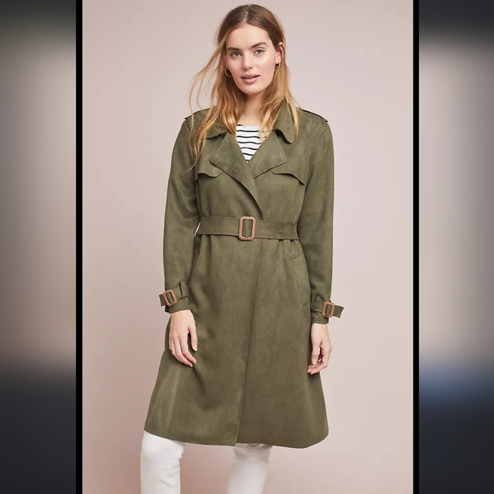 Anthropologie Harley Faux Suede Trench